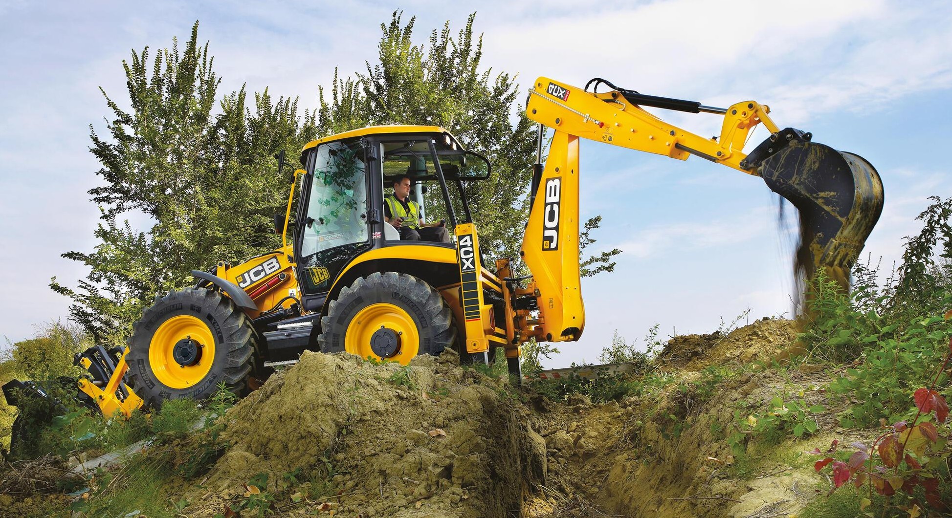 JCB backhoe loader working on site