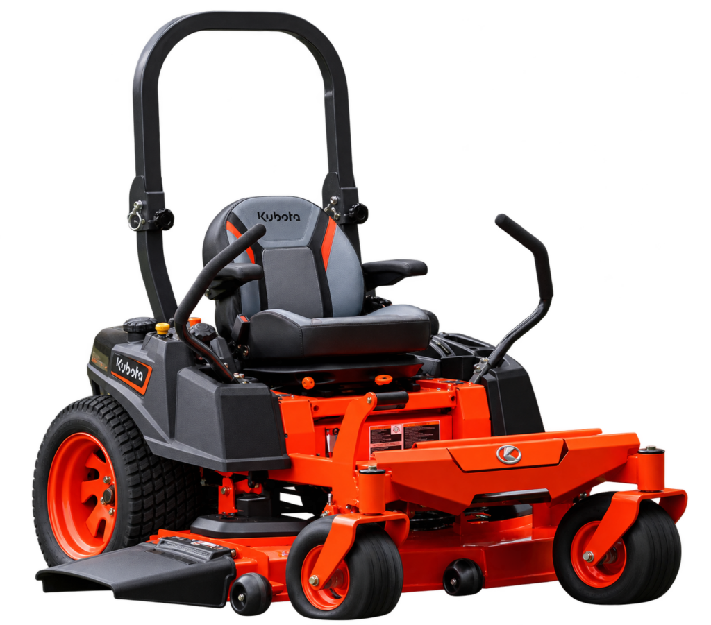 Kubota Z200 Series zero-turn mower with rollover bar and fabricated cutting deck