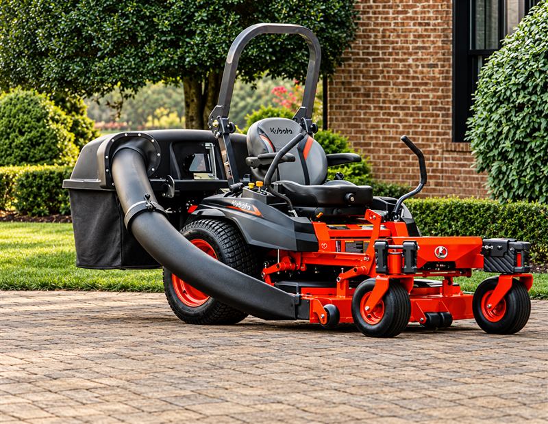 Kubota Z452KWTi-60 zero-turn mower fitted with an optional grass catcher
